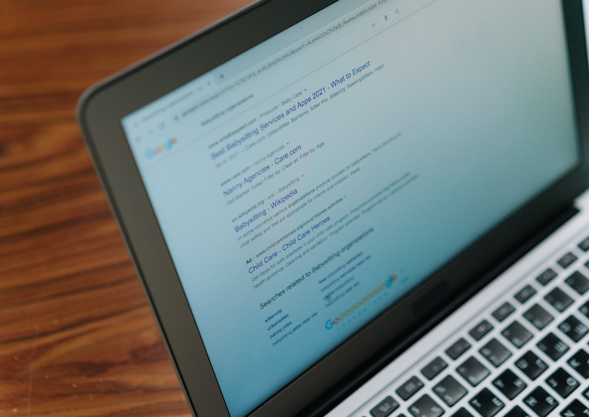 Search results on a laptop representing SEO and growth work